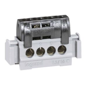 Klemmenleiste IP 20, schwarz, -- x 6 bis 25 mm², 4x 1,5 bis 16 mm², Länge: 47 mm Legrand 004850