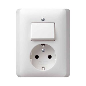Kombi Aus Wechsel/SCHUKO Steckdose  Vollplatte Standard Aufsatz 55 Reinweiß m GIRA 017604