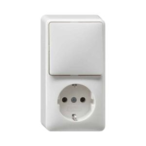 Kombi AusWe/SCHUKO senkr. AP Reinweiß Gira 017613