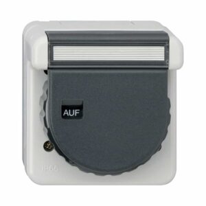 SCHUKO-Steckd. KD Bajonett + BSF WD AP Grau Gira 044031