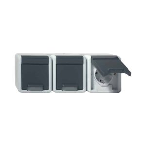 SCHUKO Steckdose  3 fach waagerecht KD WG AP Grau GIRA 078930