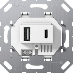 USB-Spannungsvers. 2f Typ A/C Einsatz Weiß Gira 234900