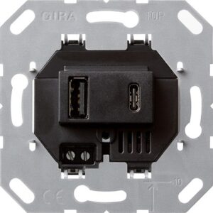 USB-Spannungsvers. 2f Typ A/C Einsatz Schwarz Gira 236900