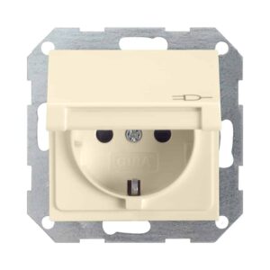 SCHUKO Steckdose mit Klappdeckel + SH SRK System 55 Cremeweiß GIRA 272401