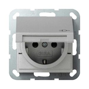 SCHUKO Steckdose mit Klappdeckel + SH SRK System 55 Farbe Alu GIRA 272426