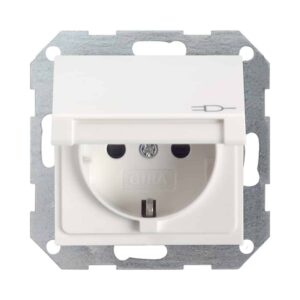 SCHUKO Steckdose mit Klappdeckel + SH SRK System 55 Reinweiß m GIRA 272427