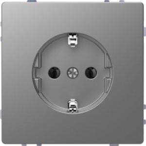 SCHUKO-Steckdose, Steckklemmen, Edelstahl, System Design Merten MEG2301-6036