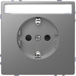 SCHUKO-Steckdose mit Schriftfeld, BRS, Steckklemmen, Edelstahl, System Design Merten MEG2302-6036