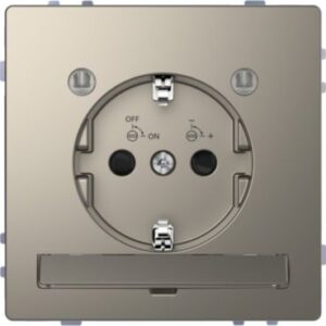 SCHUKO-Steckd.m.Lichtausl.u.LED-Bel.-Modul, BRS, StK, Nickelmetallic,Sys. Design Merten MEG2304-6050