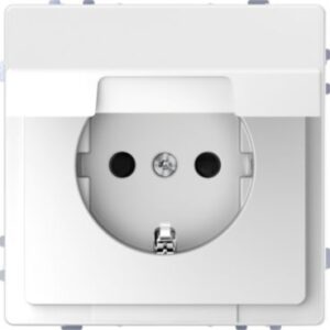 SCHUKO-Steckdose mit Klappdeckel, BRS, Steckklemmen, Lotosweiß, System Design Merten MEG2310-6035