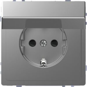 SCHUKO-Steckdose mit Klappdeckel, BRS, Steckklemmen, Edelstahl, System Design Merten MEG2310-6036