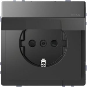SCHUKO-Steckdose mit Klappd., IP44, BRS, Steckklemmen, Anthrazit, System Design Merten MEG2314-6034