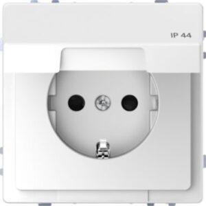SCHUKO-Steckdose mit Klappd., IP44, BRS, Steckklemmen, Lotosweiß, System Design Merten MEG2314-6035