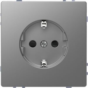SCHUKO-Steckdose, BRS, Schraub-Liftklemmen, Edelstahl, System Design Merten MEG2400-6036