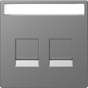 Zentralpl.f. Modular Jack 2f.m.Schriftf. u. Staubschutzsch., Edelst.,Sys. Design Merten MEG4564-6036