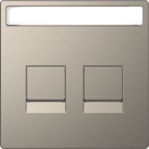 Zentr.pl.f.Modular Jack 2f.m.Schriftf.u.Staubschutzsch.Nickelmetallic,Sys.Design Merten MEG4564-6050