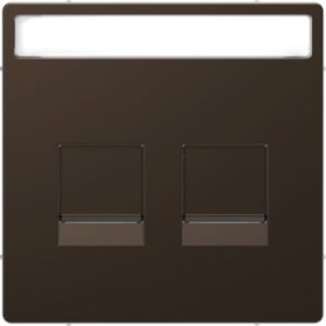 Zentr.pl.f.Modular Jack 2f.m.Schriftf.u.Staubschutzsch.Moccametallic,Sys.Design Merten MEG4564-6052