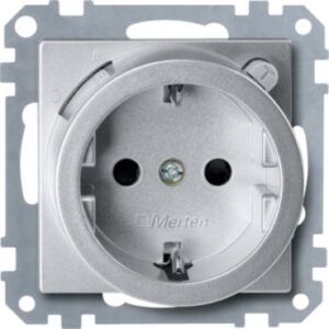 FI-SCHUKO-Sicherheitssteckdosen-Einsatz mit BRS, aluminium, System M Merten 232860