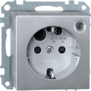 SCHUKO-Timersteckdosen-Einsatz mit BRS, aluminium, System M Merten 500160