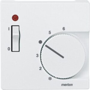 Zentralplatte für Raumtemperaturregler-Einsatz mit Schalter, polarweiß, System M Merten 536119