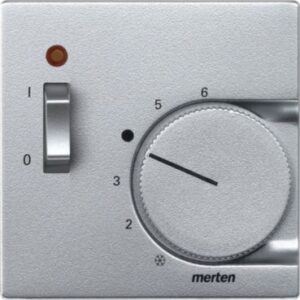 Zentralplatte für Raumtemperaturregler-Einsatz mit Schalter, aluminium, System M Merten 536160