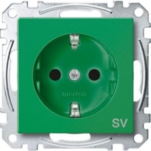 SCHUKO-Steckdose für Sonderstromkr., BRS, StK, Mit Kennz. SV, grün, System M Merten MEG2300-0304
