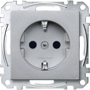 SCHUKO-Steckdose, erhöhter Berührungsschutz, Steckklemmen, aluminium, System M Merten MEG2300-0460