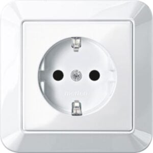 SCHUKO-Steckdose mit voller Abdeckplatte, BRS, Steckkl., polarweiß glänzend, 1-M Merten MEG2300-1019