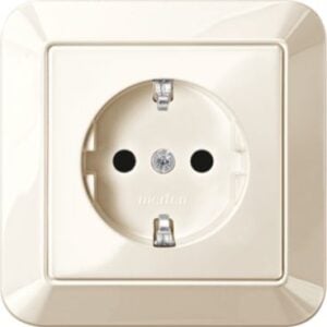 SCHUKO-Steckdose mit voller Abdeckplatte, BRS, Steckklemmen, weiß glänzend, 1-M Merten MEG2300-1044