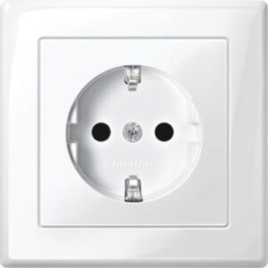 SCHUKO-Steckdose mit voller Abdeckplatte, BRS, StK, polarweiß glänzend, M-SMART Merten MEG2300-1419