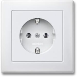 SCHUKO-Steckdose mit voller Abdeckplatte, Steckklemmen, polarweiß, M-SMART Merten MEG2301-1619