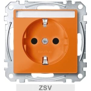 SCHUKO-Steckdose f. Sonderstromkr. m. Schriftf., BRS, StK, ZSV, orange, System M Merten MEG2302-0302