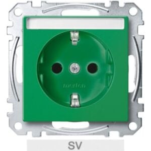 SCHUKO-Steckdose f. Sonderstromkr. m. Schriftf., BRS, StK, SV, grün, System M Merten MEG2302-0304