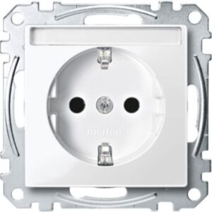 SCHUKO-Steckdose mit Schriftf., BRS, Steckklemmen, polarweiß glänzend, System M Merten MEG2302-0319