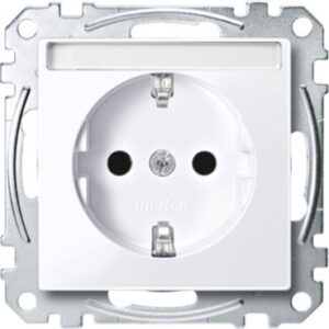 SCHUKO-Steckdose mit Schriftf., BRS, Steckklemmen, aktivweiß glänzend, System M Merten MEG2302-0325