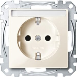 SCHUKO-Steckdose mit Schriftfeld, BRS, Steckklemmen, weiß glänzend, System M Merten MEG2302-0344