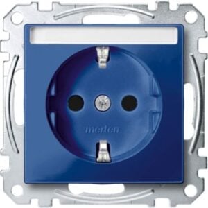 SCHUKO-Steckdose für Sonderstromkr. mit Schriftf., BRS, Steckkl., blau, System M Merten MEG2302-0378