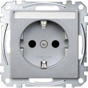 SCHUKO-Steckdose mit Schriftfeld, BRS, Steckklemmen, aluminium, System M Merten MEG2302-0460