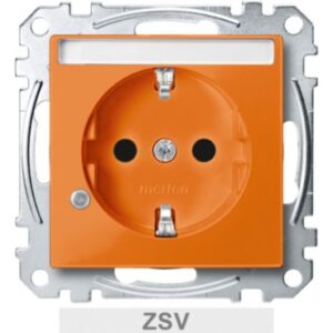 SCHUKO-Steckd.f. Sonderstr.kr.m. Ko.Licht u. Schriftf., BRS, StK, ZSV, or.,Sys.M Merten MEG2303-0302