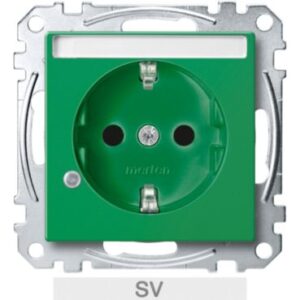 SCHUKO-Steckd.f. Sonderstr.kr.m. Ko.Licht u. Schriftf., BRS, StK, SV, grün,Sys.M Merten MEG2303-0304