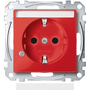SCHUKO-Steckd. f. Sonderstr.kr.m. Ko.Licht u. Schriftf., BRS, StK, rubinr.,Sys.M Merten MEG2303-0306
