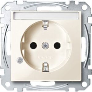 SCHUKO-Steckdose mit Ko.Licht und Schriftf., BRS, StK, weiß glänzend, System M Merten MEG2303-0344