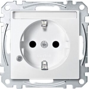 SCHUKO-Steckdose mit Ko.Licht und Schriftf., BRS, Steckkl., polarweiß, System M Merten MEG2303-0419