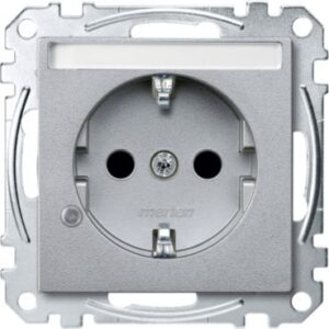 SCHUKO-Steckdose mit Ko.Licht und Schriftf., BRS, Steckkl., aluminium, System M Merten MEG2303-0460