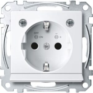 SCHUKO-Steckd. m. Lichtausl. u. LED-Bel.-Modul, BRS, StK, polarws. glänz.,Sys. M Merten MEG2304-0319