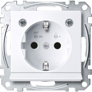 SCHUKO-Steckd. m. Lichtausl. u. LED-Bel.-Modul, BRS, StK, aktivws. glänz.,Sys. M Merten MEG2304-0325