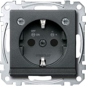 SCHUKO-Steckdose m. Lichtausl. u. LED-Bel.-Modul, BRS, StK, anthrazit, Sys. M Merten MEG2304-0414