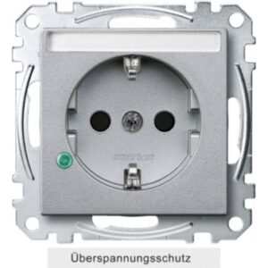 SCHUKO-Steckdose mit Übersp.schutz und Schriftf., BRS, StK, aluminium, System M Merten MEG2305-0460