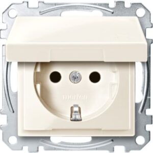 SCHUKO-Steckdose mit Klappdeckel, BRS, Steckklemmen, weiß glänzend, System M Merten MEG2310-0344