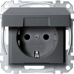 SCHUKO-Steckdose mit Klappdeckel, BRS, Steckklemmen, anthrazit, System M Merten MEG2310-0414